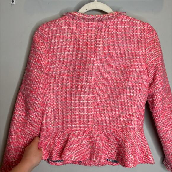 NWT J. Crew Peplum Lady Jacket in Neon Fuchsia Tweed - Picture 8 of 10